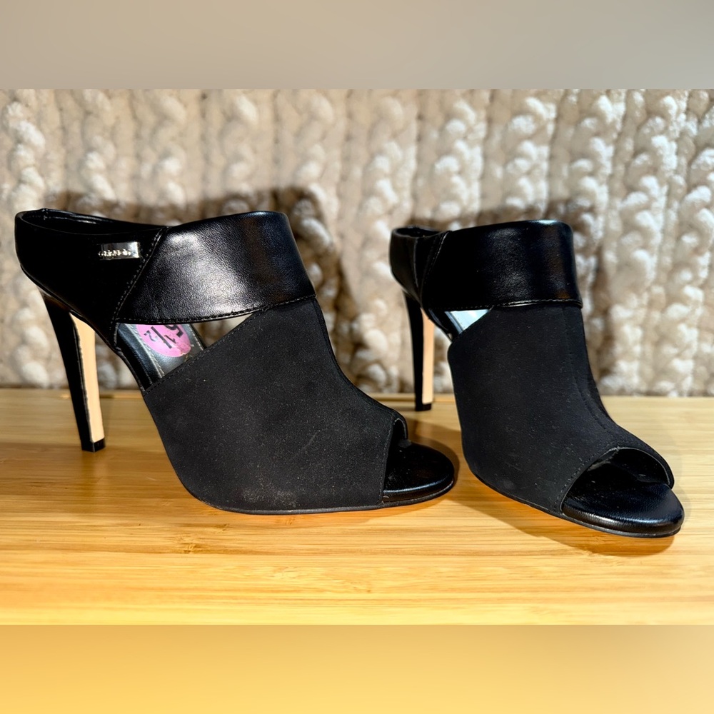 Calvin Klein Black Peep-Toe Heels